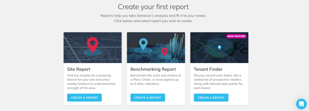 Creating reports on Almanac for tenant finder research in retail