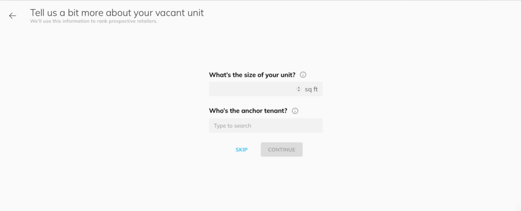 Fill in details of a vacant retail unit to generate a void analysis report