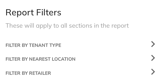 Report filters to customise a tenant finder report