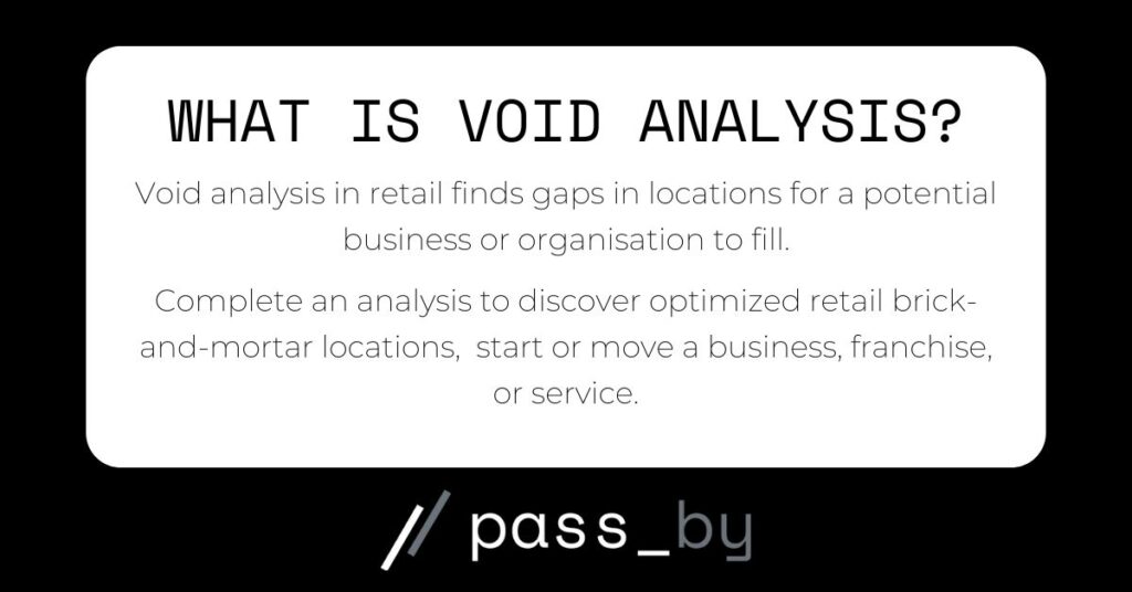 Void analysis defined as finding gaps in retail locations for businesses to fill.