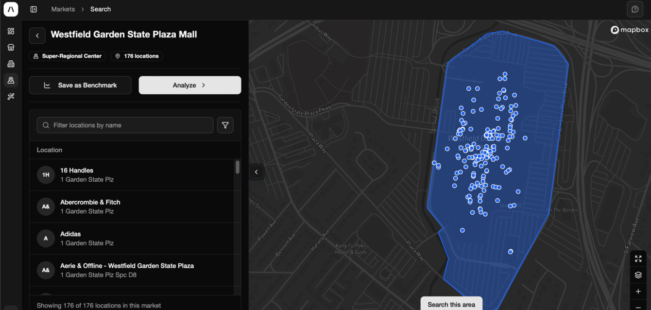 real estate market analysis map view report in Almanac, PassBy