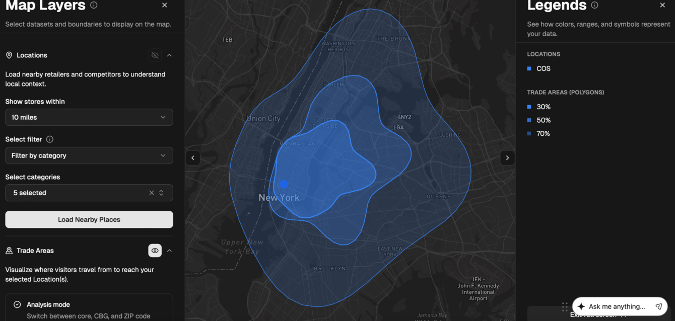 catchment area analysis tool for retailers, almanac by PassBy.