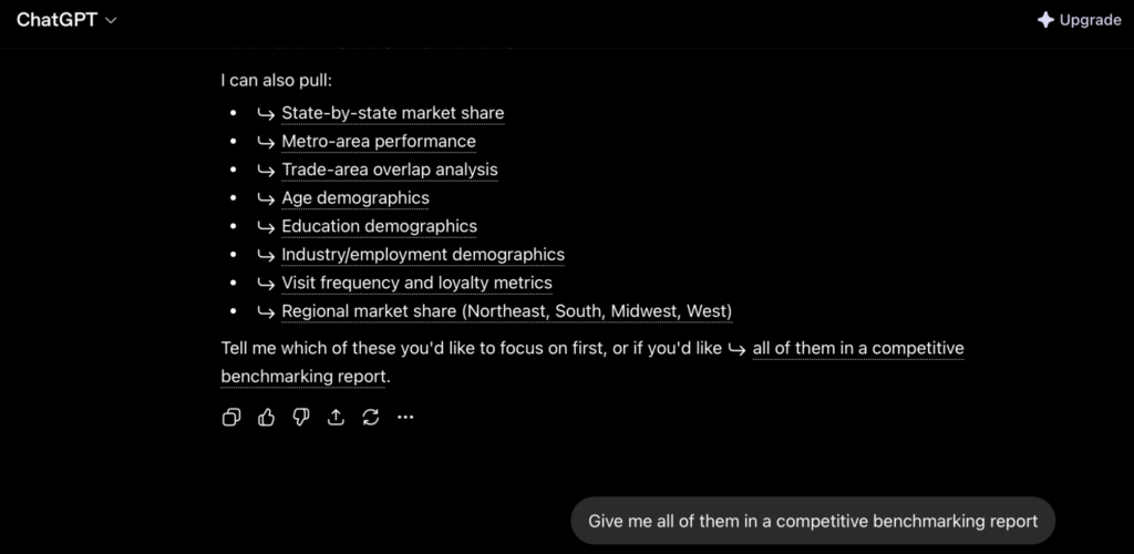 PassBy LLM integration suggesting further pulls for information to complete a competitor analysis 