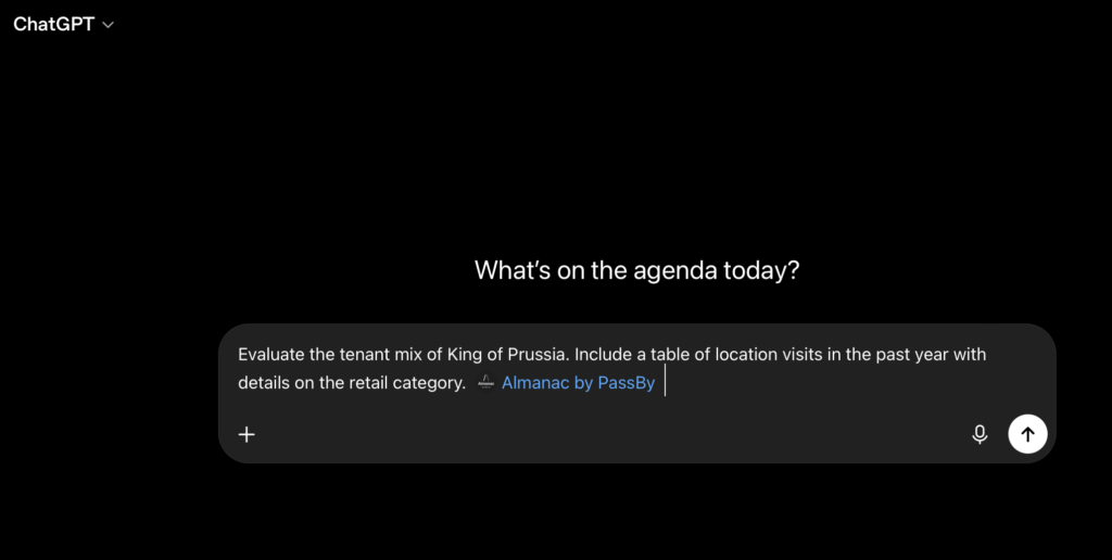Tenant mix of a shopping mall AI chat
